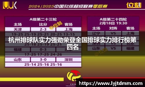 杭州排球队实力强劲荣登全国排球实力排行榜第四名